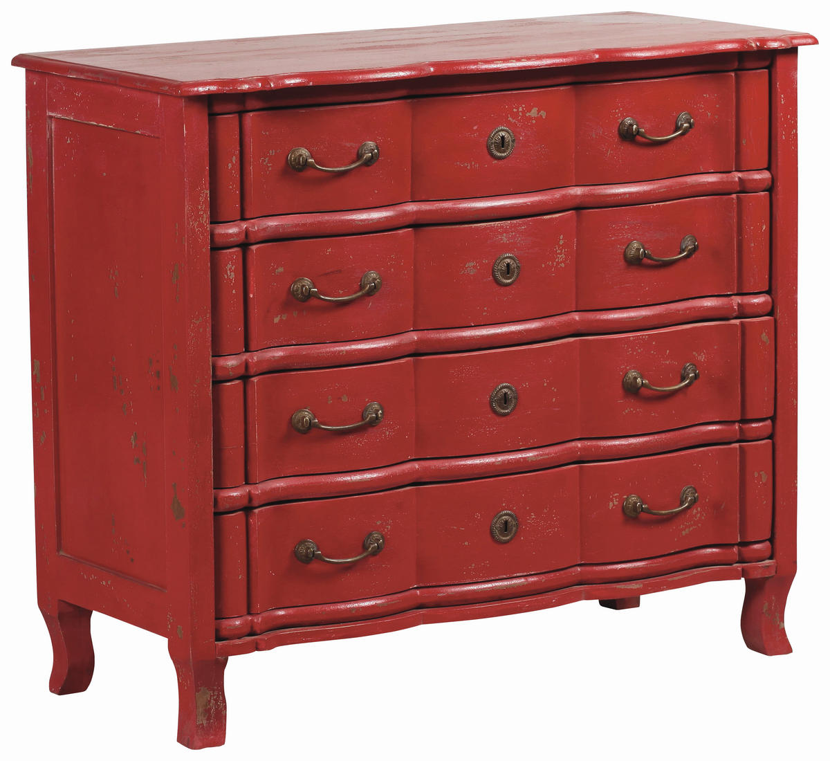 KOMODA, mangové drevo, červená, 100/85/45 cm - mosadzná/červená, Trend, kov/drevo (100/85/45cm) - Ambia Home