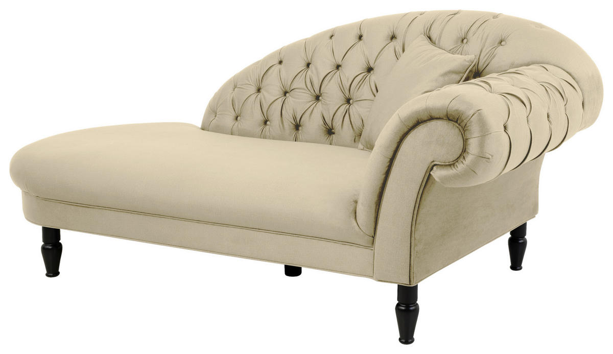 RÉCAMIERE Beige Velours  - Beige/Schwarz, Design, Holz/Textil (103/91/216cm) - MID.YOU