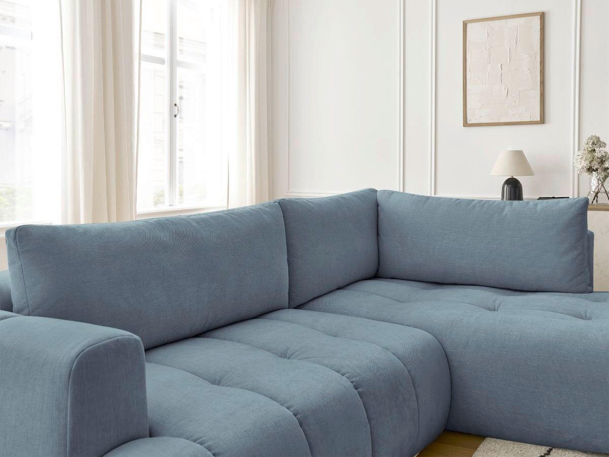 ECKSCHLAFSOFA FUJI Leinenoptik Hellblau  inkl.  - Schwarz/Hellblau, MODERN, Kunststoff/Textil (282/204cm)