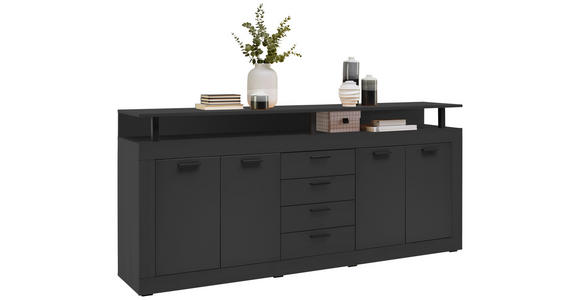 SIDEBOARD  195/88/38 cm 4 Schublade(n)  - Anthrazit/Schwarz, Basics, Holzwerkstoff/Kunststoff (195/88/38cm) - Xora