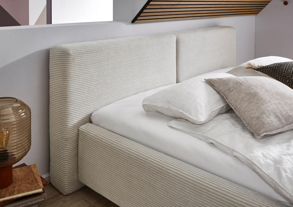 POLSTERBETT 180/200 cm  in Beige  - Weiss/Beige, Basics, Holz/Textil (180/200cm) - Boxxx