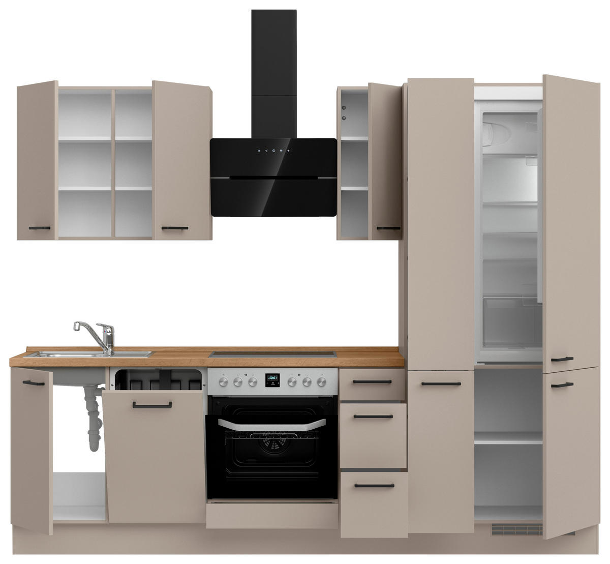 KÜCHENLEERBLOCK Easytouch 270 cm  in Eichefarben, Sandfarben  - Sandfarben/Eichefarben, MODERN, Holzwerkstoff/Metall (270cm) - Nobilia