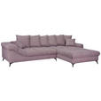 ECKSOFA Lila Cord Rückenkissen, Armlehnenkissen, Rücken echt  - Lila/Schwarz, KONVENTIONELL, Textil/Metall (332/231cm) - Carryhome