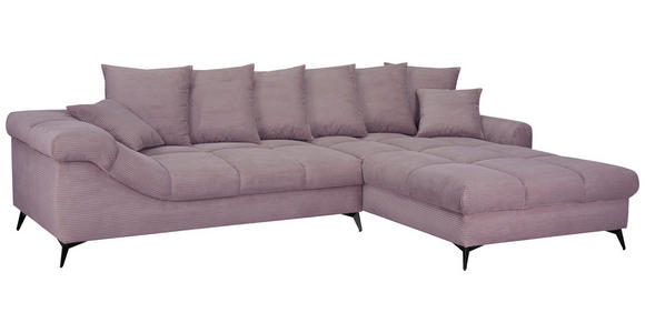 ECKSOFA Lila Cord Rückenkissen, Armlehnenkissen, Rücken echt  - Lila/Schwarz, KONVENTIONELL, Textil/Metall (332/231cm) - Carryhome