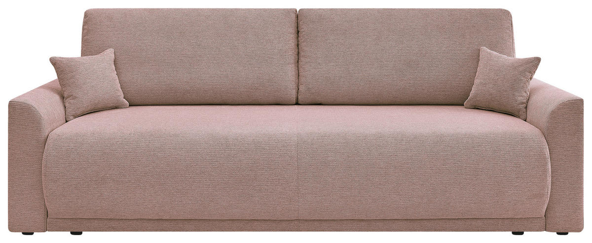 SCHLAFSOFA KIMMY Struktur Rosa  inkl. Zierkissen, Rückenkissen, Bettkasten  - Schwarz/Rosa, Design, Kunststoff/Textil (234/90/103cm) - P & B