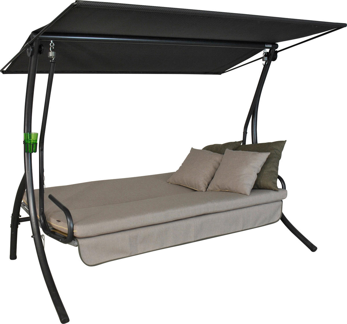 HOLLYWOODSCHAUKEL 210/160/145 cm  - Sandfarben/Dunkelgrau, Basics, Kunststoff/Textil (210/160/145cm) - Boxxx