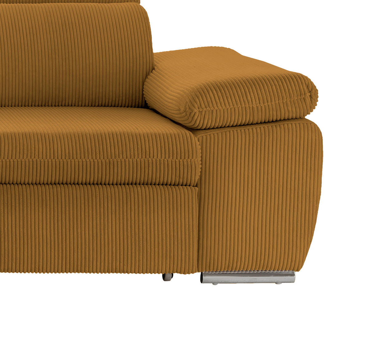 ECKSOFA in Cord Goldfarben  - Chromfarben/Goldfarben, Design, Textil/Metall (228/283cm) - Livetastic
