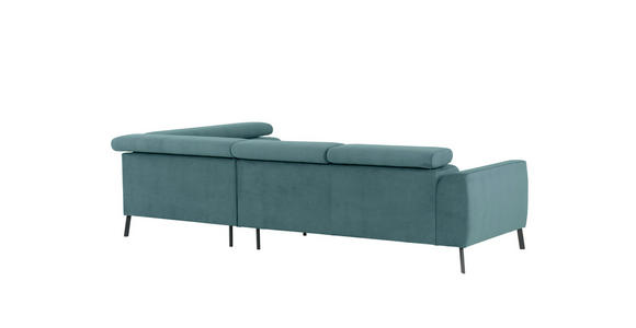 ECKSOFA Türkis Feincord - Türkis/Schwarz, Design, Textil/Metall (280/205cm) - Xora