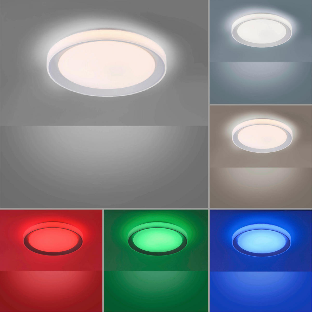LED-DECKENLEUCHTE Lola Smart  Smart 51/51/7,5 cm   - Silberfarben/Weiß, Design, Kunststoff/Metall (51/51/7,5cm)