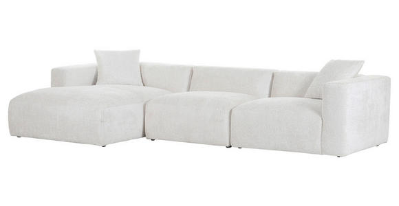 ECKSOFA in Chenille Creme  - Creme/Schwarz, MODERN, Kunststoff/Textil (178/323cm) - Carryhome