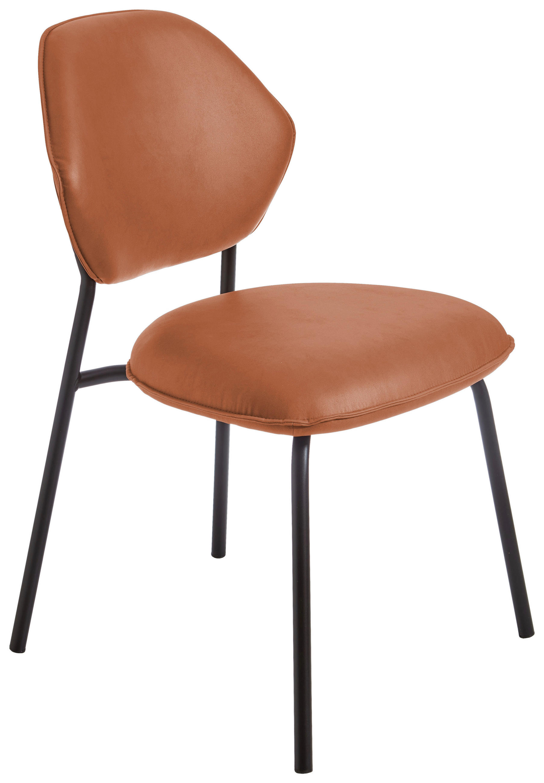 STUHL  Stoffauswahl, stapelbar Lederlook (vegan)  - Cognac/Schwarz, Basics, Textil/Metall (51/85/63cm) - Celina Home