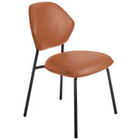 STUHL  Stoffauswahl, stapelbar Lederlook (vegan)  - Cognac/Schwarz, Basics, Textil/Metall (51/85/63cm) - Celina Home