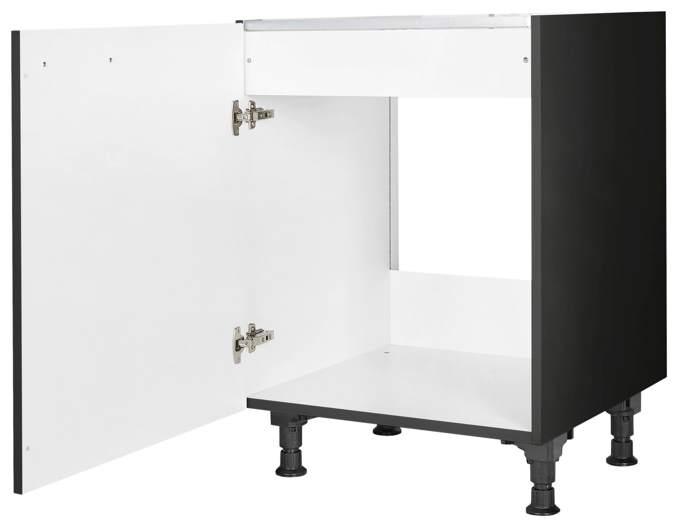 SPÜLENUNTERSCHRANK 60/87/56 cm  in Schwarz  - Edelstahlfarben/Schwarz, MODERN, Holzwerkstoff/Metall (60/87/56cm) - Nobilia