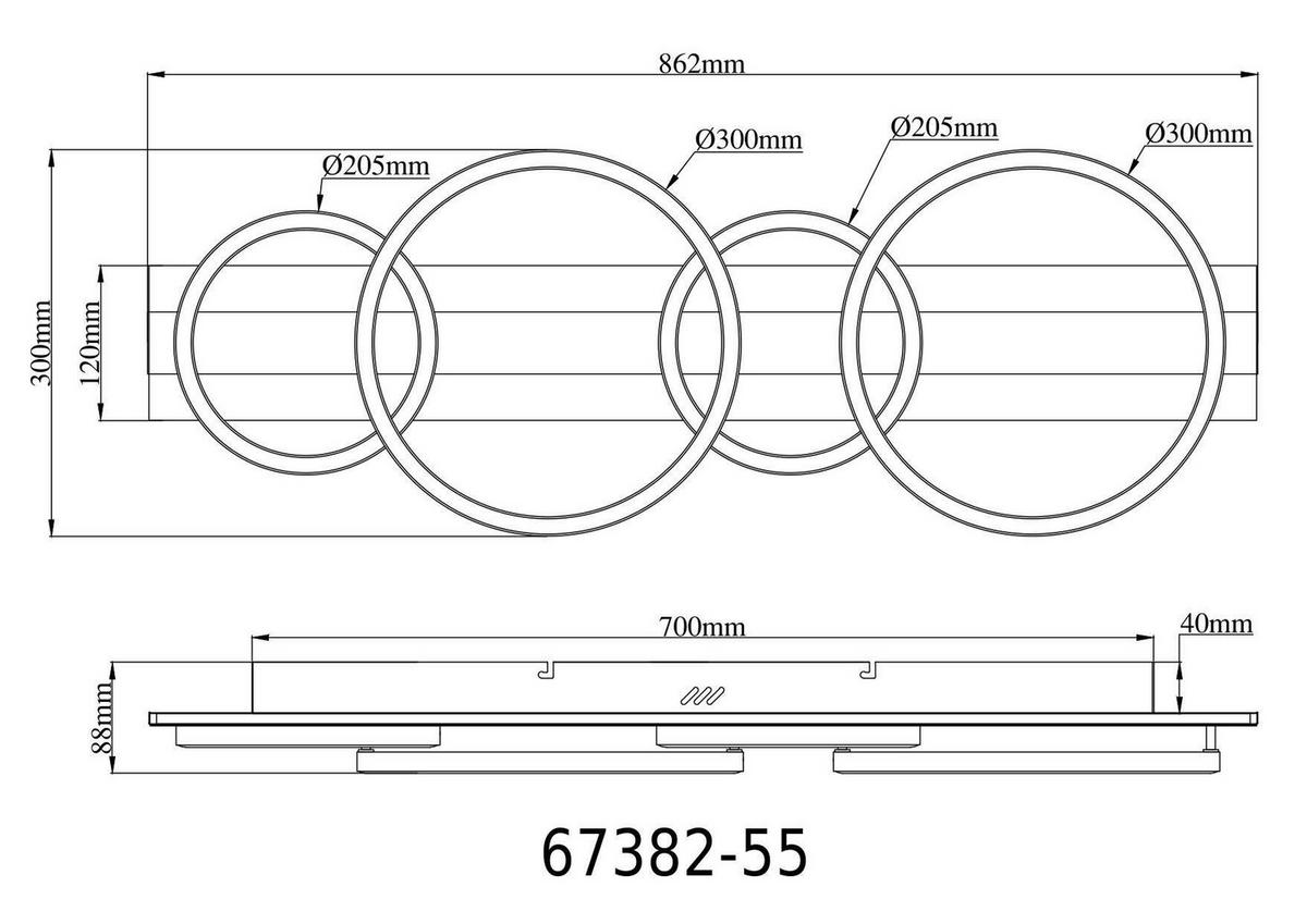 LED-DECKENLEUCHTE 86,2/30/8,8 cm   - Silberfarben/Schwarzchrom, Design, Kunststoff/Metall (86,2/30/8,8cm) - Globo