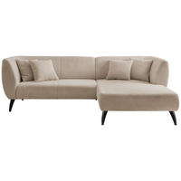 ECKSOFA in Bouclé Beige  - Beige/Schwarz, Modern, Holz/Textil (264/160cm) - MID.YOU