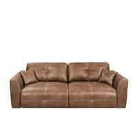 SCHLAFSOFA  mit Lederlook Hellbraun  - Chromfarben/Hellbraun, MODERN, Kunststoff/Textil (245/85/115cm) - Livetastic