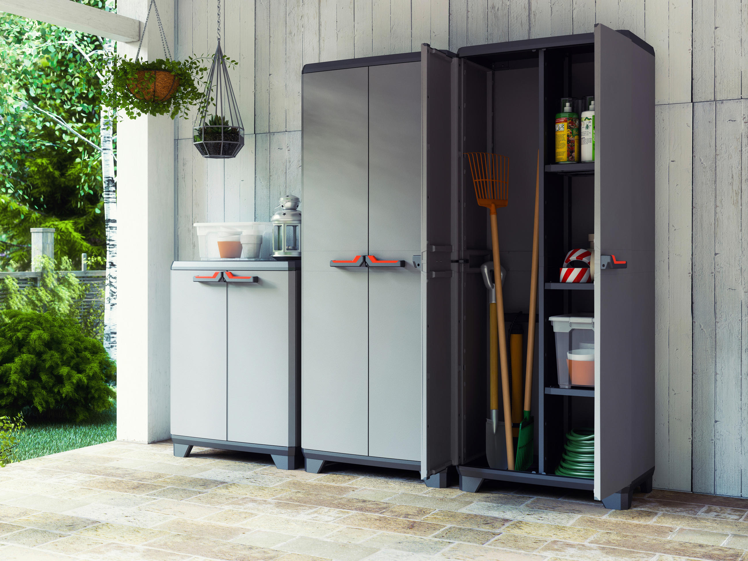 MEHRZWECKSCHRANK 68/173/39 cm  in Grau, Rot, Schwarz  - Rot/Schwarz, Design, Kunststoff (68/173/39cm) - Keter