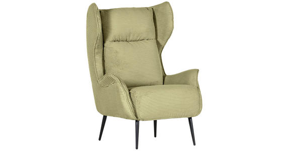 OHRENSESSEL Cord Hellgrün  - Schwarz/Hellgrün, Design, Textil/Metall (83/106/89cm) - Landscape