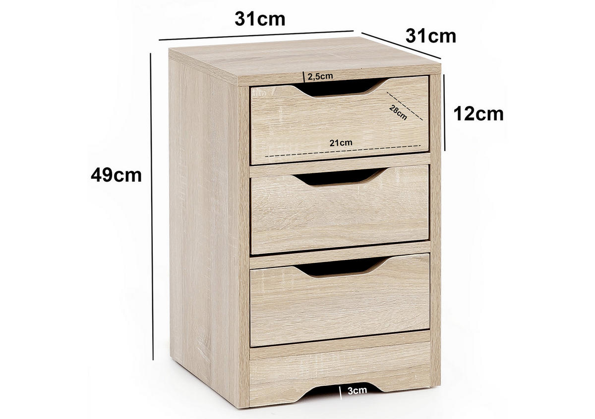 NACHTSCHRANK 31/49/31 cm  - Eichefarben, MODERN, Holzwerkstoff (31/49/31cm) - MID.YOU