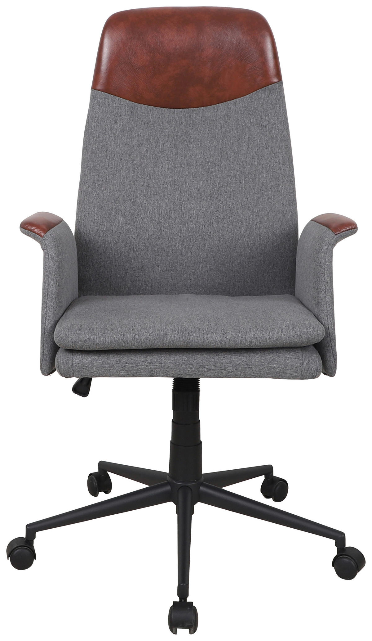 DREHSTUHL Lederlook, Flachgewebe Braun, Grau  - Schwarz/Braun, MODERN, Kunststoff/Textil (79/114,5/66cm) - MID.YOU
