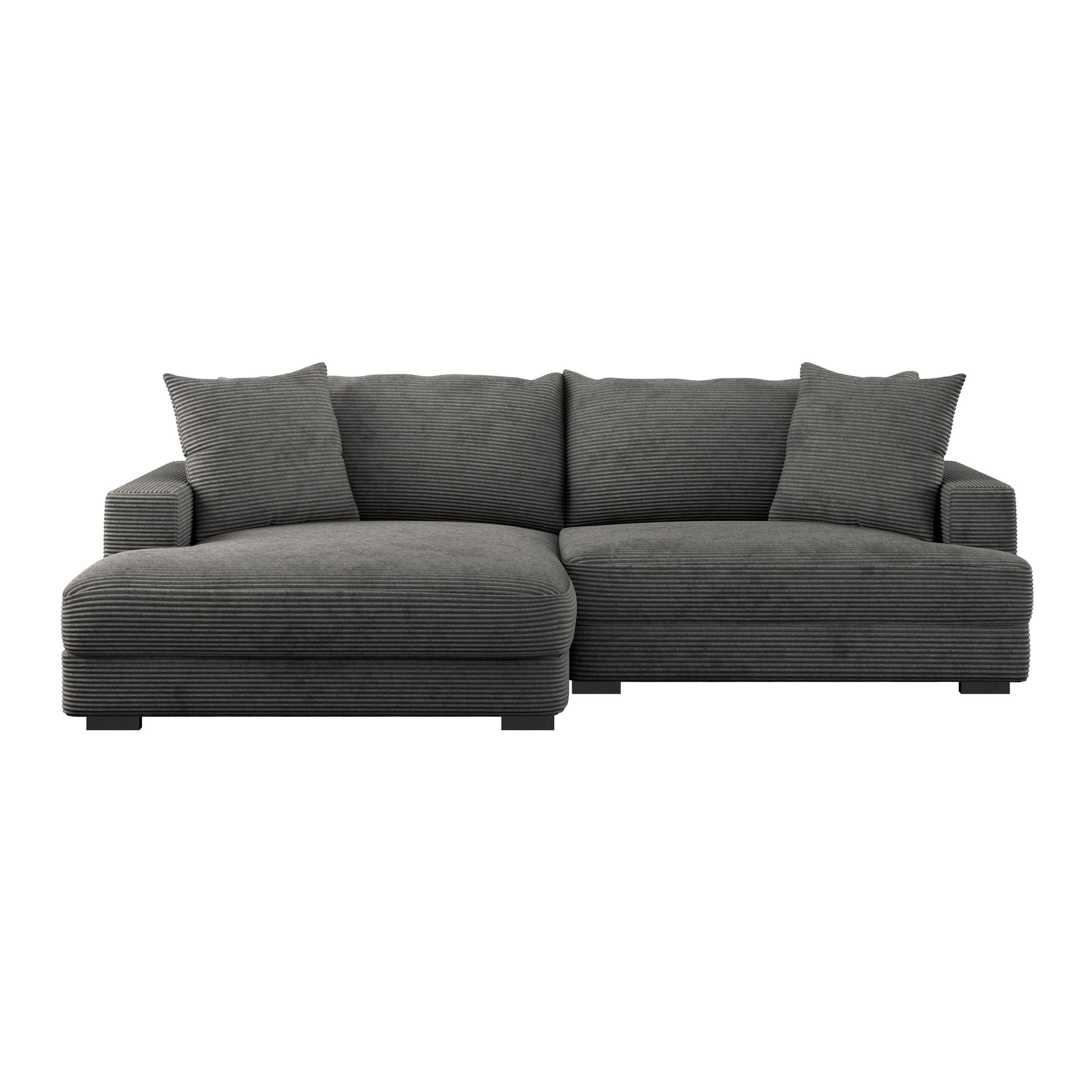 ECKSOFA Grau Cord  - Schwarz/Grau, MODERN, Textil (180/265cm) - Livetastic