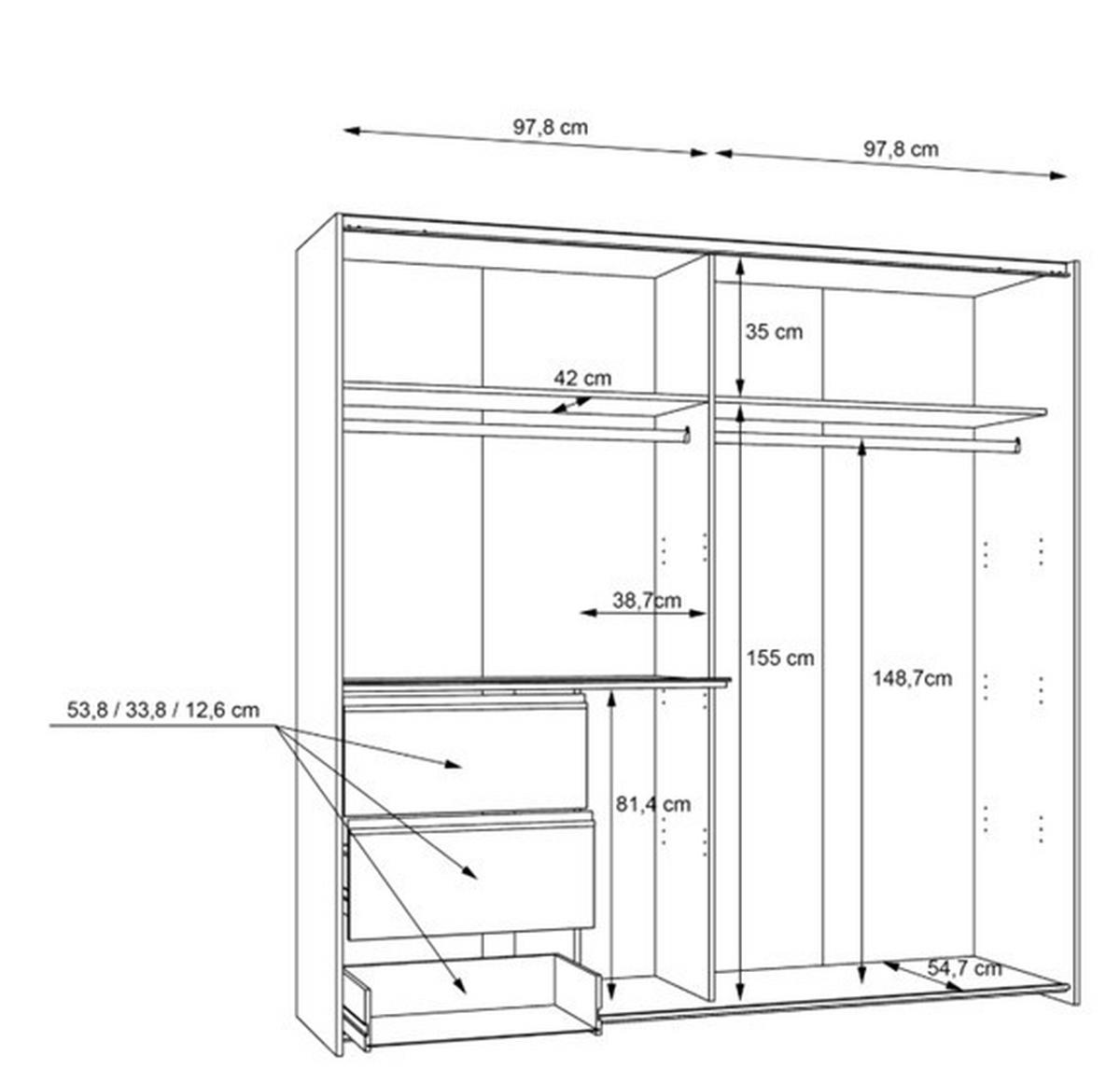 SCHWEBETÜRENSCHRANK 200/200/61 cm 2-türig Dunkelgrau, Eiche Artisan  - Dunkelgrau/Schwarz, KONVENTIONELL, Holzwerkstoff/Kunststoff (200/200/61cm) - Carryhome