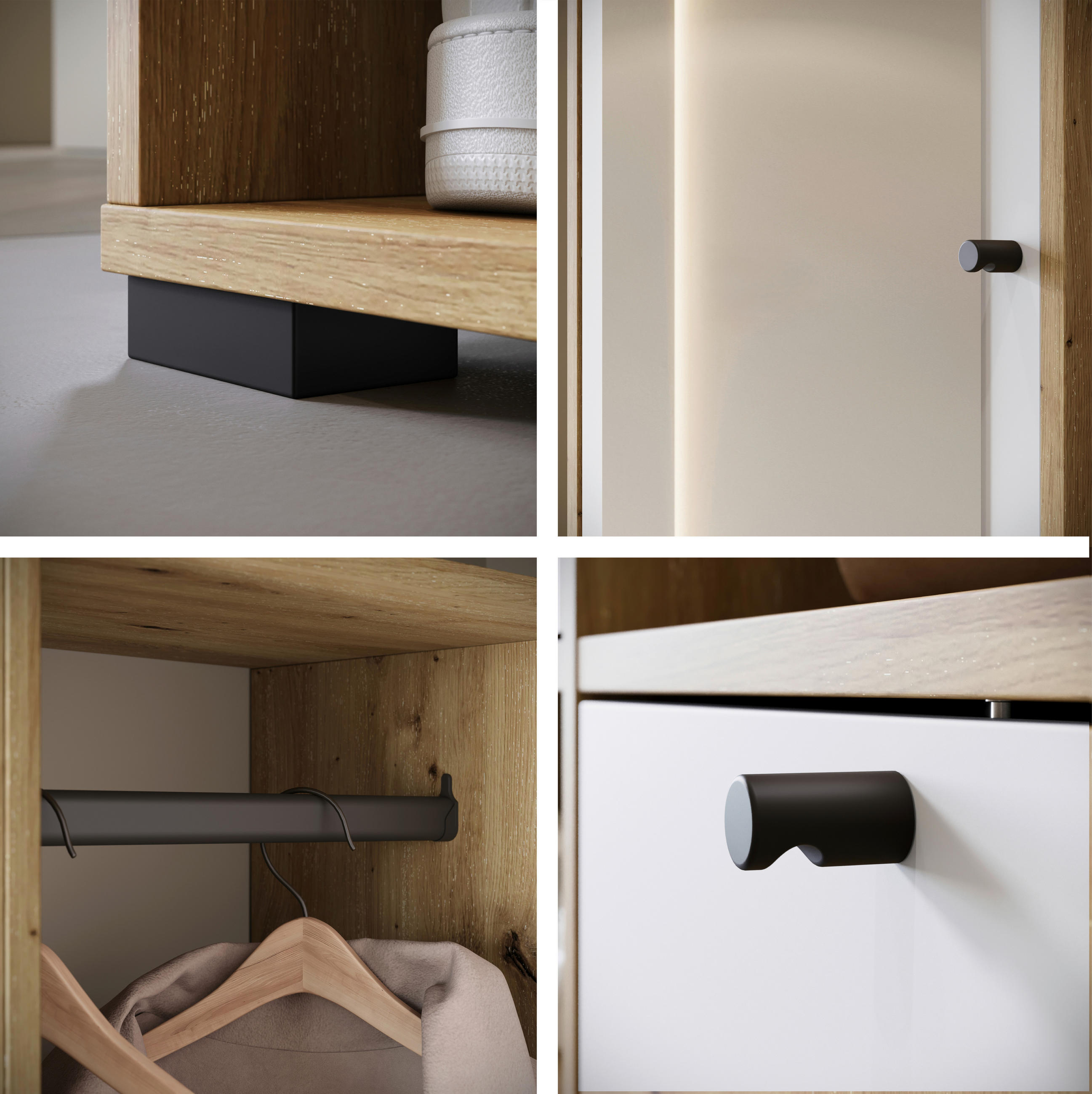 GARDEROBE  in 90/190/33 cm  - Weiß/Eiche Artisan, Trend, Holzwerkstoff (90/190/33cm) - P & B