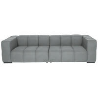 BIGSOFA  in Flachgewebe, Leinenoptik Silberfarben  - Silberfarben/Schwarz, Design, Textil/Metall (262/66/113cm) - Belluti