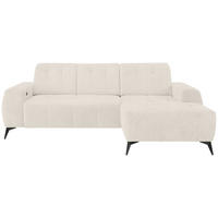 ECKSOFA Creme Mikrofaser  - Creme/Schwarz, MODERN, Textil/Metall (258/180cm) - Livetastic