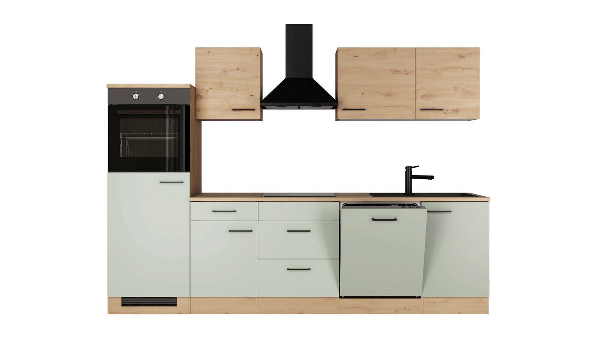 KUCHYŇSKÝ BLOK 280 cm - černá/rákosová zelená, Trend, kov/kompozitní dřevo (280cm) - FlexWell