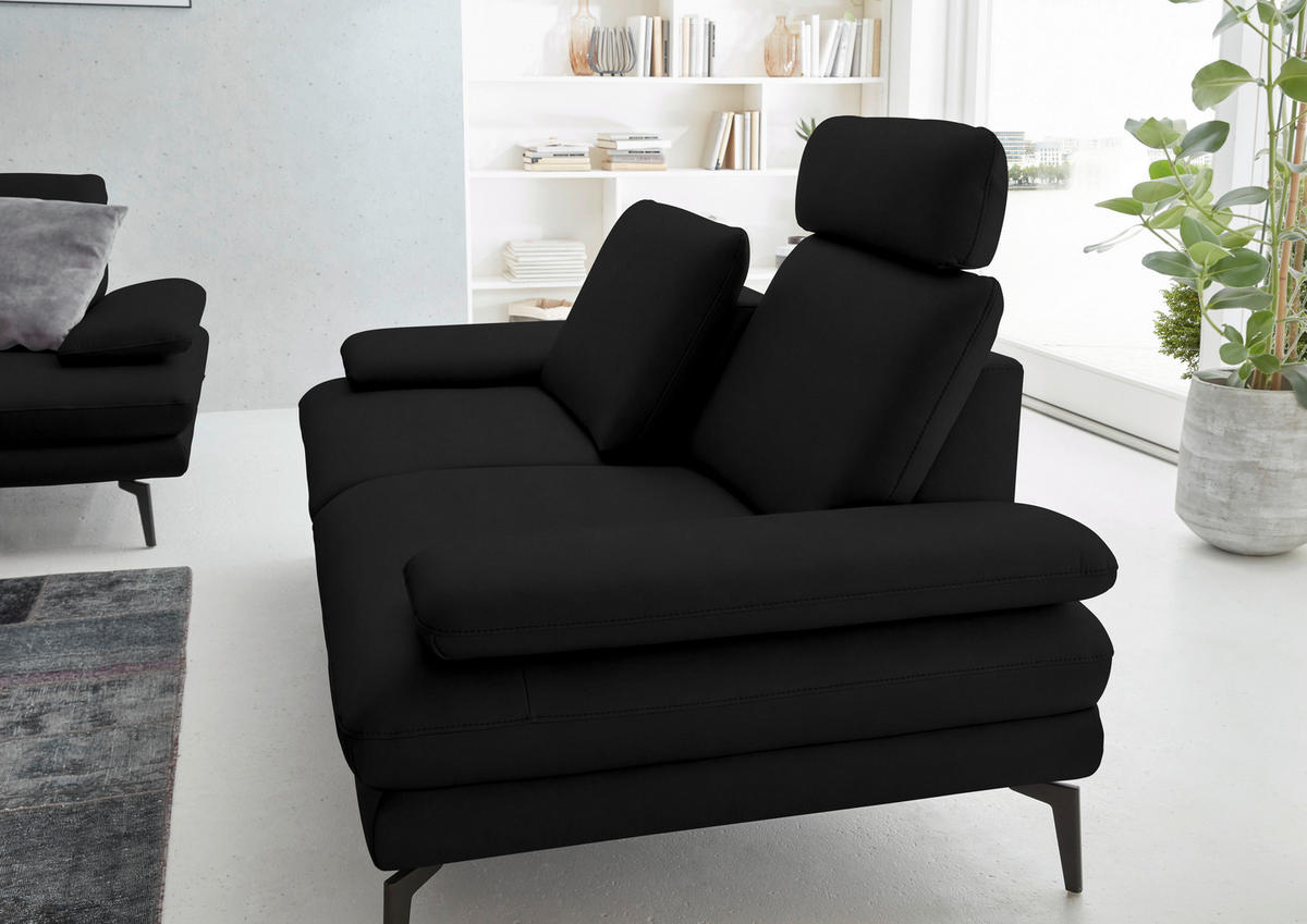 2,5-SITZER in Echtleder Schwarz  - Schwarz, Design, Leder/Metall (196/86/104cm) - Dieter Knoll
