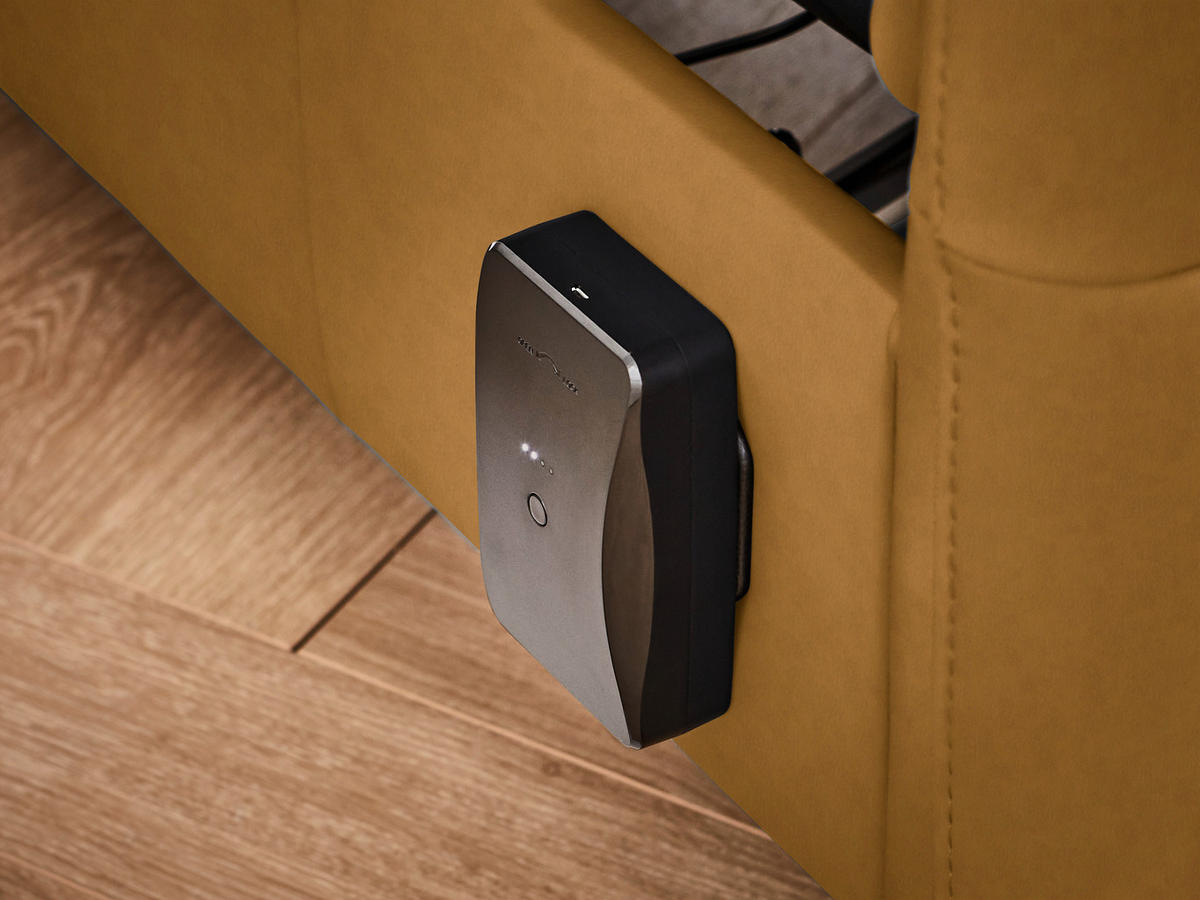 TRAPEZSOFA Echtleder Currygelb  - Currygelb/Schwarz, KONVENTIONELL, Leder/Metall (221/103/95cm) - Dieter Knoll