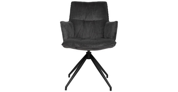 ARMLEHNSTUHL in Eisen Cord - Anthrazit/Schwarz, Design, Textil/Metall (59/89,5/63cm) - Novel