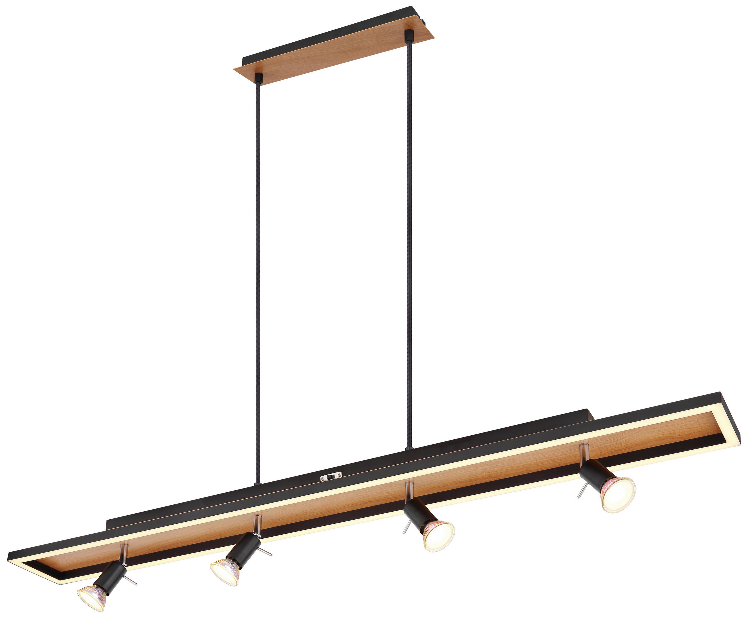 LED-HÄNGELEUCHTE 116/12/120 cm    - Opal/Schwarz, Basics, Kunststoff/Metall (116/12/120cm) - Globo