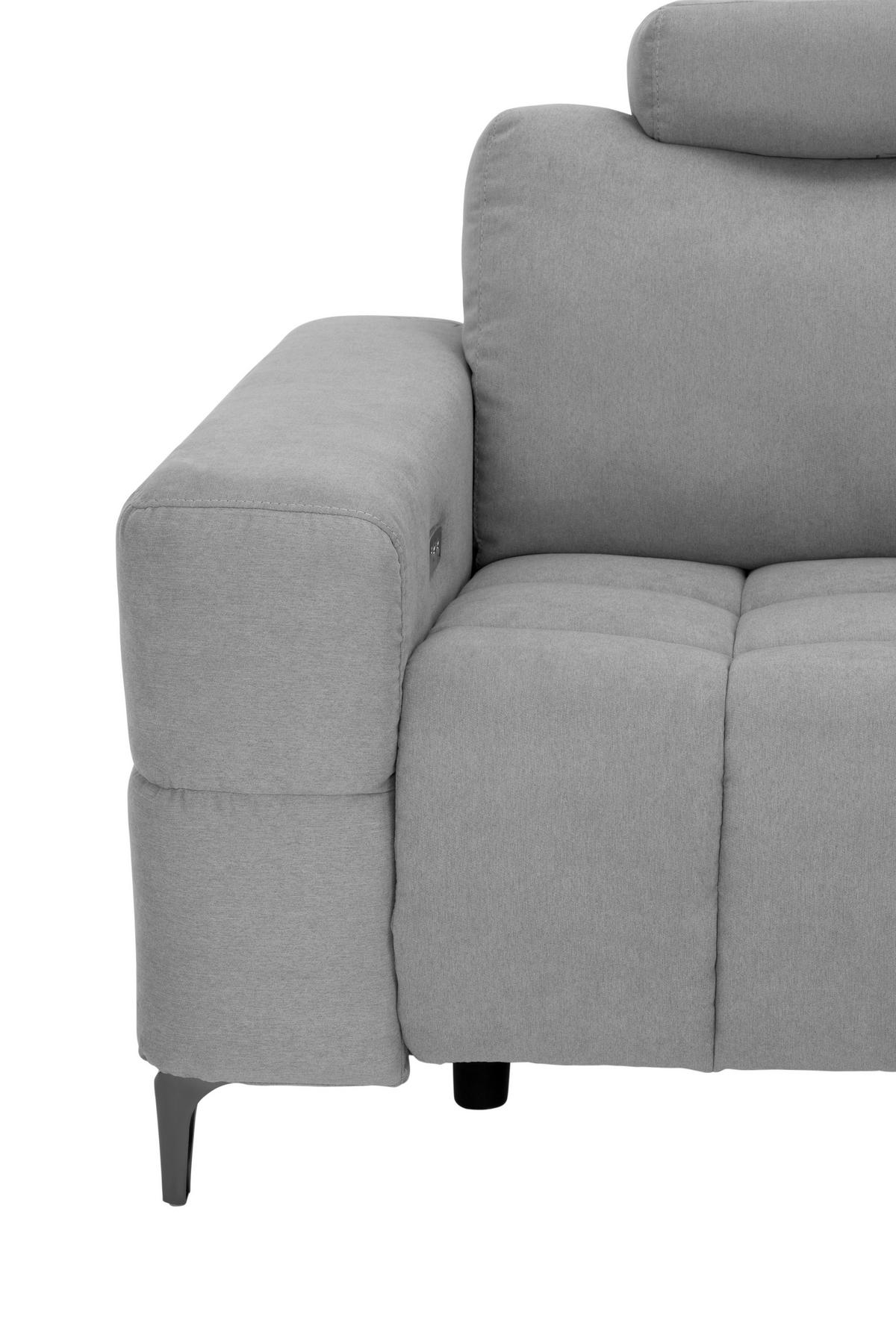 ECKSOFA Hellgrau Mikrofaser  - Silberfarben/Hellgrau, Design, Textil/Metall (242/161cm) - Livetastic