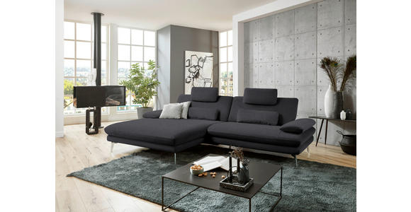 ECKSOFA in Webstoff Anthrazit  - Anthrazit/Schwarz, Design, Textil/Metall (184/284cm) - Dieter Knoll