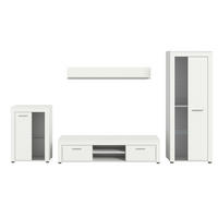 WOHNWAND 4-teilig  in Weiß  310/169/35 cm  - Silberfarben/Schwarz, Design, Glas/Holzwerkstoff (310/169/35cm) - MID.YOU