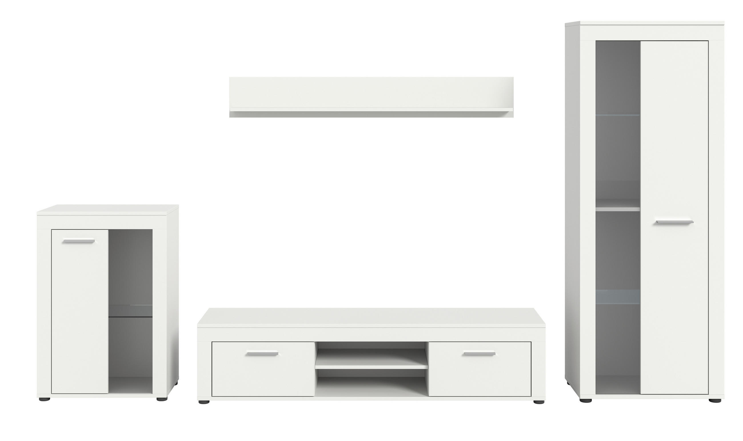 Set Mobilă Living, 4 piese, alb, 310/169/35 cm