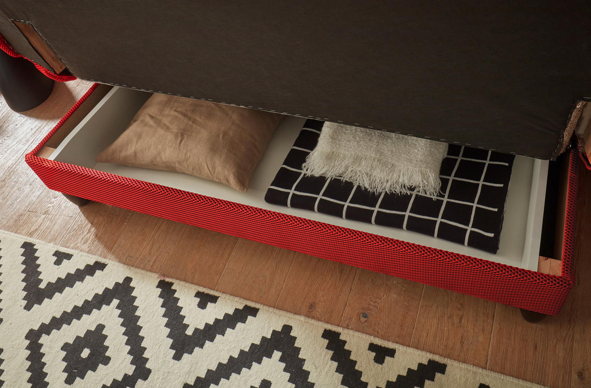 SCHLAFSOFA in Webstoff Rot  - Rot/Schwarz, Konventionell, Kunststoff/Textil (200/88/90cm) - MID.YOU