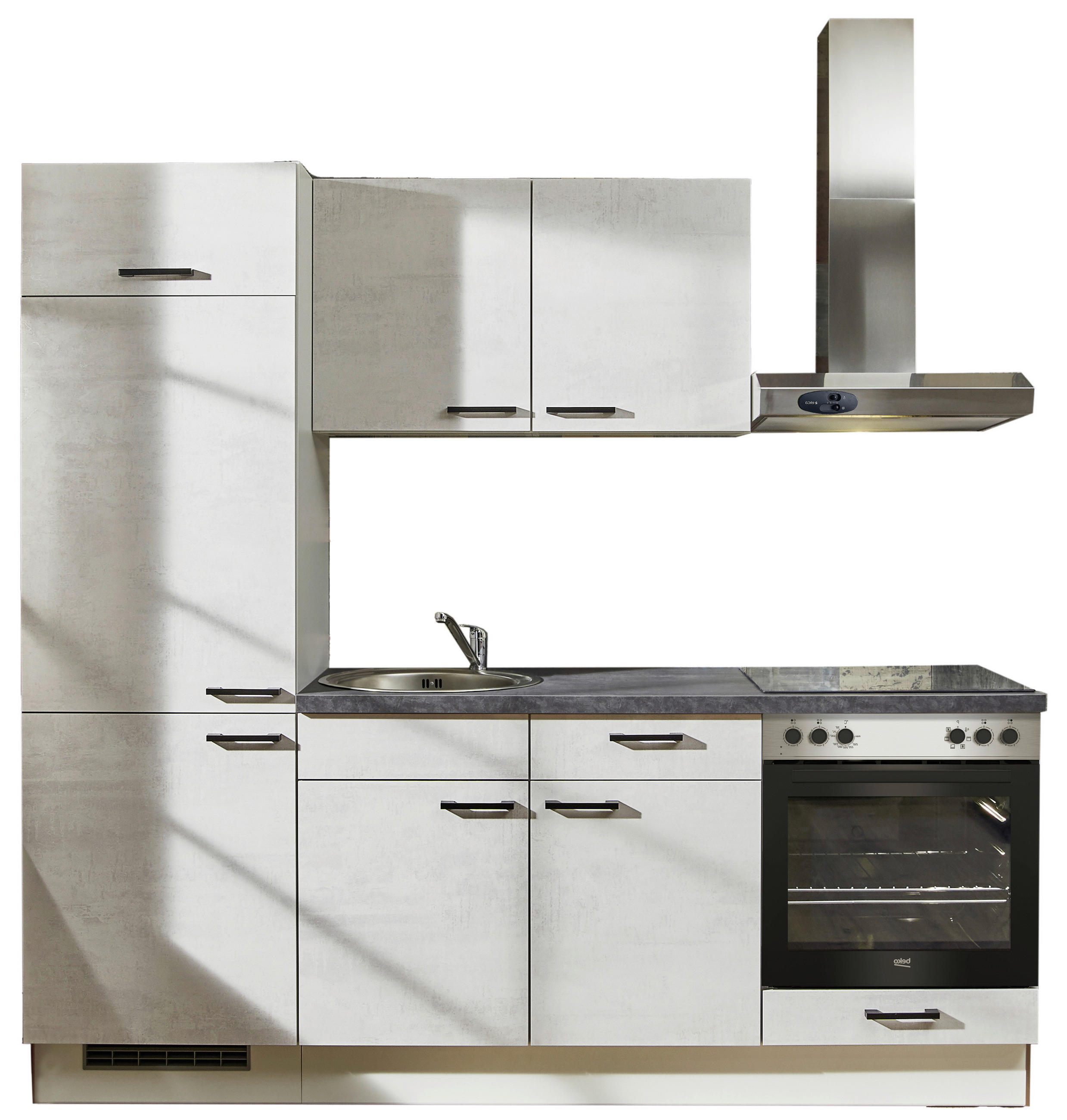 KÜCHENBLOCK 220 cm   in Graphitfarben, Weiß  - Schwarz/Graphitfarben, Design, Holzwerkstoff/Metall (220cm) - Pino