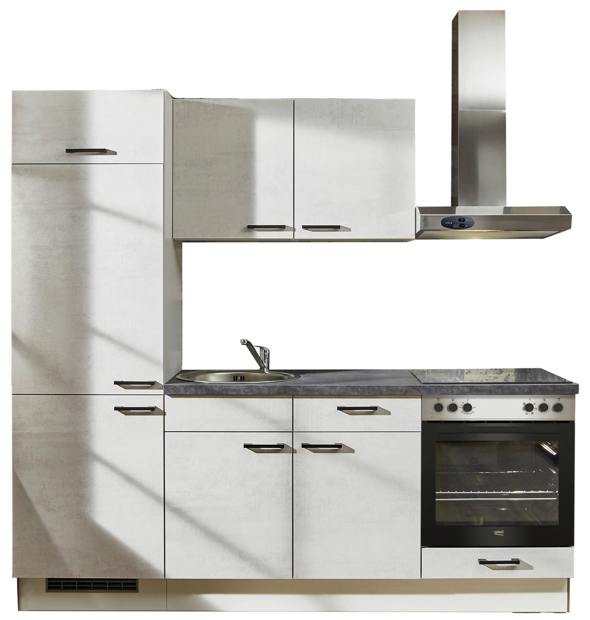 KÜCHENBLOCK 220 cm   in Graphitfarben, Weiß  - Schwarz/Graphitfarben, Design, Holzwerkstoff/Metall (220cm) - Pino