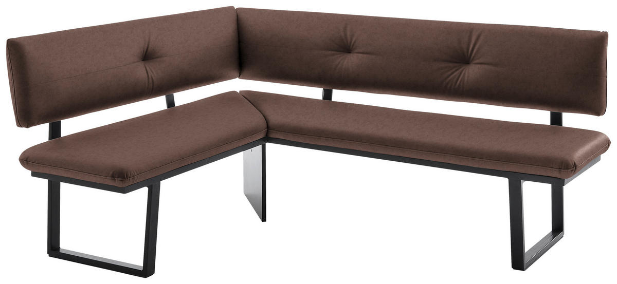 ECKBANK 150/190 cm  in Hellbraun  - Hellbraun/Schwarz, MODERN, Textil/Metall (150/190cm) - Cantus