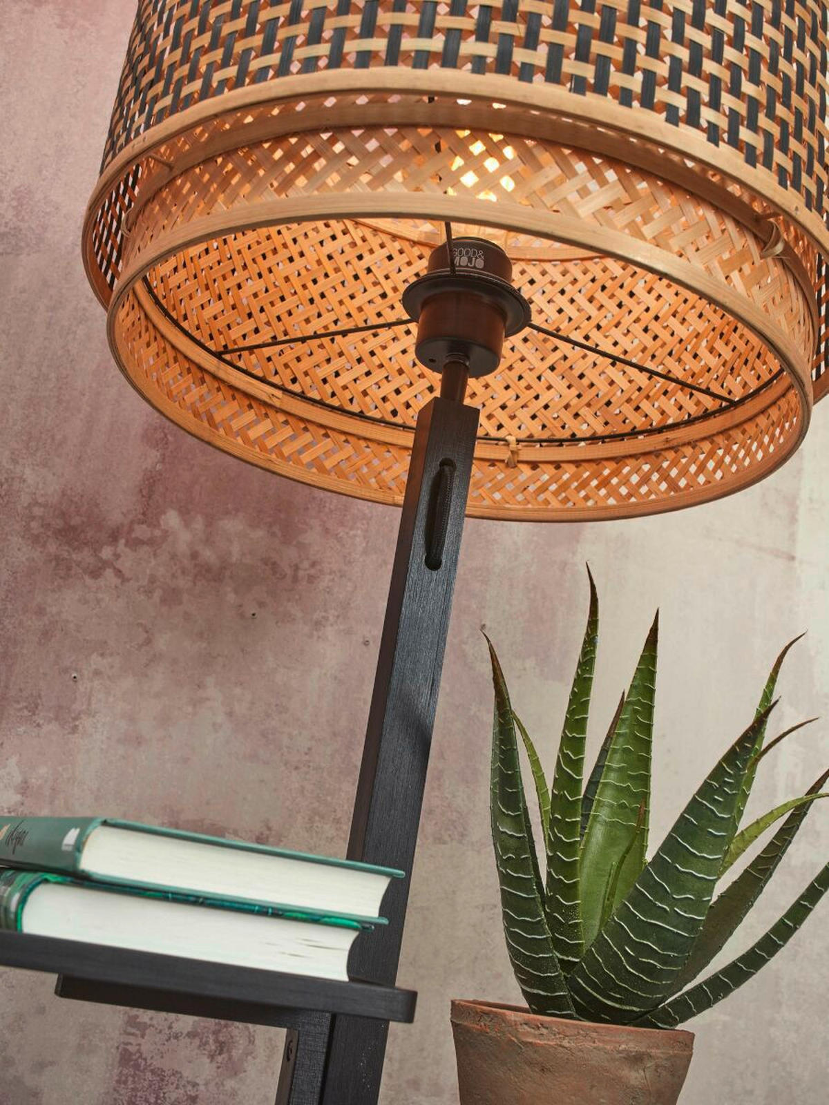 GOLVLAMPA GOOD&MOJO  40/160 cm    - svart/naturfärgad, Trend, trä (40/160cm) - Good & Mojo