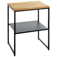 BEISTELLTISCH 45/35/35 cm Eiche massiv Schwarz, Eichefarben rechteckig  - Eichefarben/Schwarz, Design, Holz/Metall (45/35/35cm)