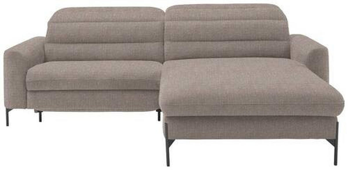 ECKSOFA in Flachgewebe Hellbraun  - Hellbraun/Schwarz, Design, Textil/Metall (252/191cm) - Dieter Knoll