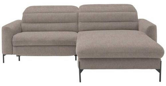 ECKSOFA in Flachgewebe Hellbraun  - Hellbraun/Schwarz, Design, Textil/Metall (252/191cm) - Dieter Knoll