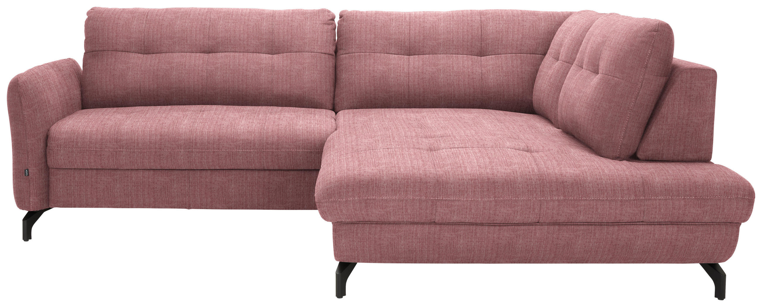 ECKSOFA  in Flachgewebe, Leinenoptik Rosa  247/208 cm  - Schwarz/Rosa, MODERN, Textil/Metall (247/208cm) - Xora