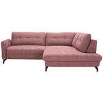 ECKSOFA  in Flachgewebe, Leinenoptik Rosa  247/208 cm  - Schwarz/Rosa, MODERN, Textil/Metall (247/208cm) - Xora