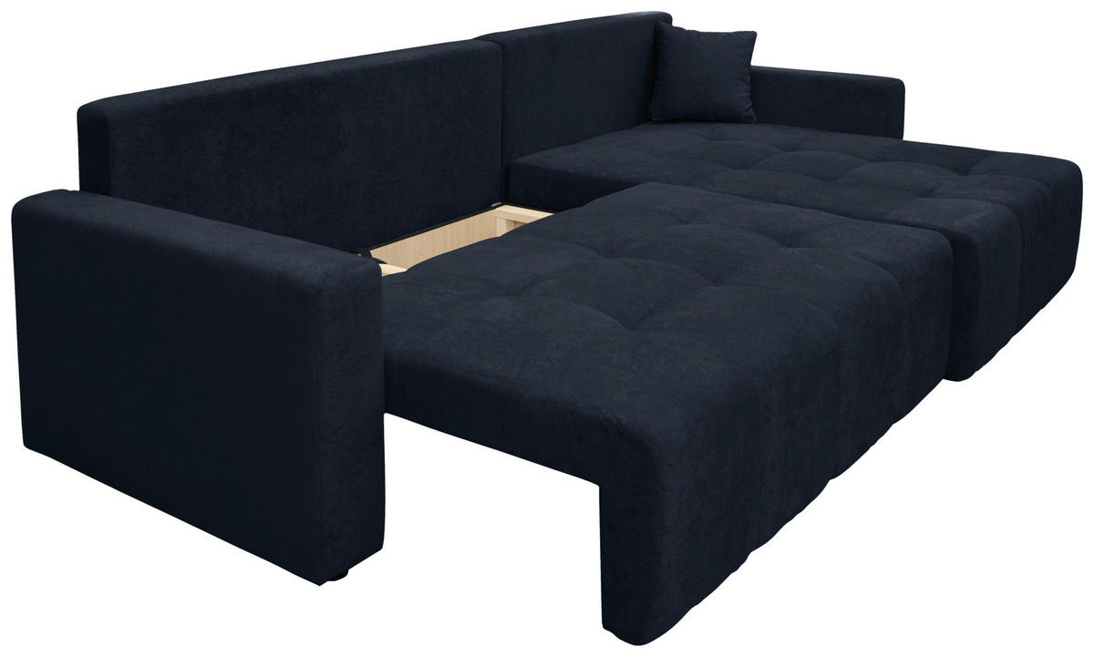 ECKSOFA LAGUNA in Frottee Dunkelblau  260/143 cm  - Schwarz/Dunkelblau, Design, Kunststoff/Textil (260/143cm) - MID.YOU