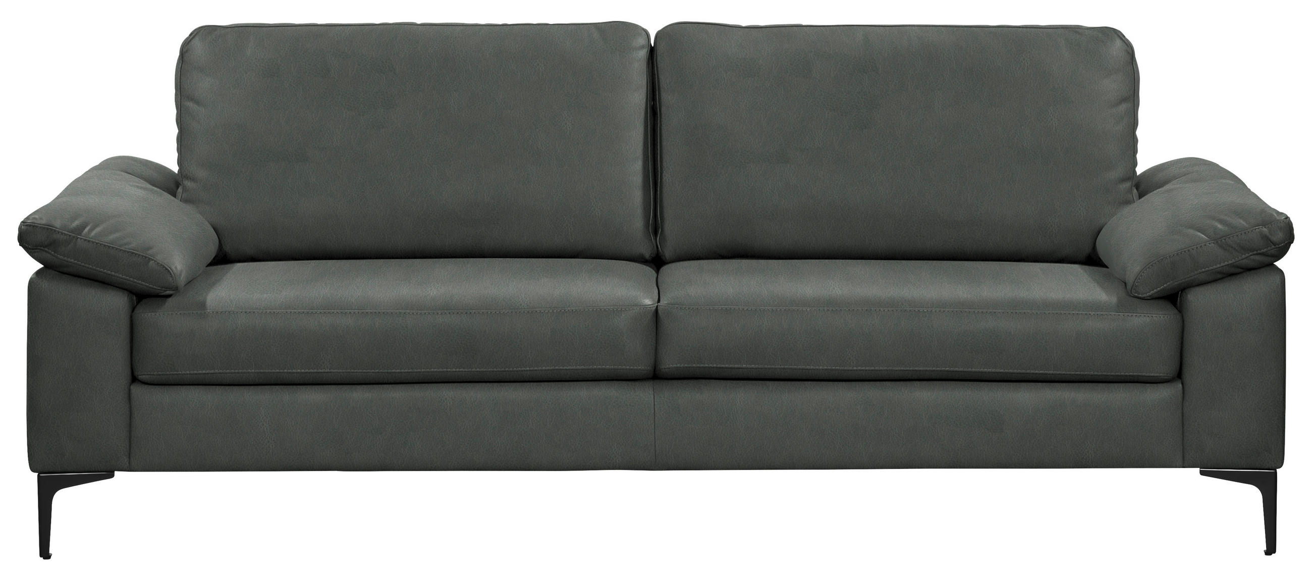 2,5-SITZER  in Echtleder Fango   - Fango/Schwarz, Design, Leder/Metall (204/83/97cm) - Schöner Wohnen